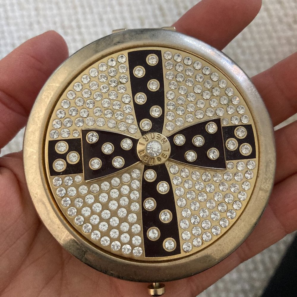 Rare Henri Bendel Signature Compact Mirror with Swarovski Crystals